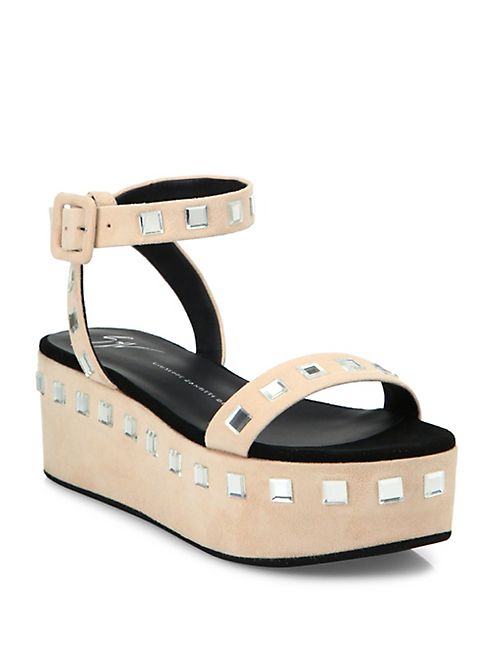 Giuseppe Zanotti - Jeweled Suede Platform Ankle-Strap Sandals