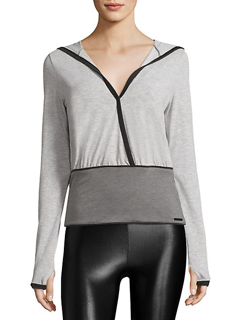 Blanc Noir - Ballet Hooded Faux Wrap Top