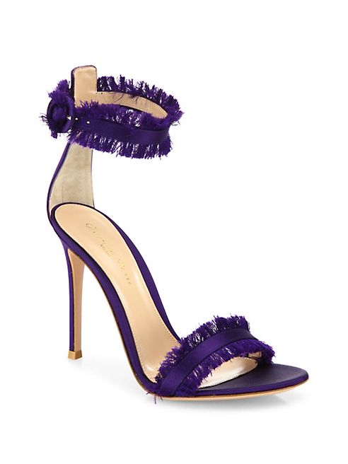 Gianvito Rossi - Caribe Frayed Satin Ankle-Strap Sandals