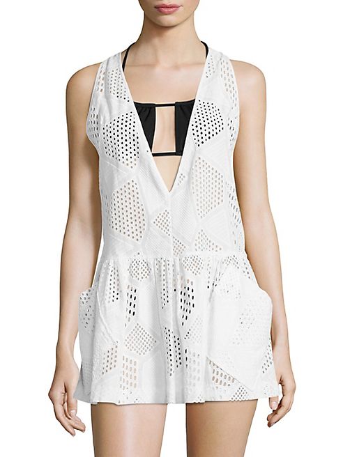 MILLY - Geometric Eyelet Coverup