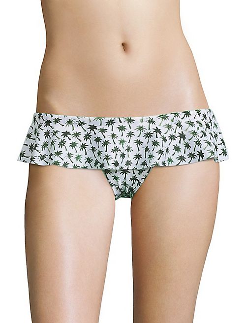 MILLY - Sirolo Ruffled Palm Printed Bikini Bottom