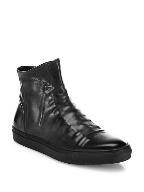 John Varvatos - Reed Ghosted Leather High Top Sneakers