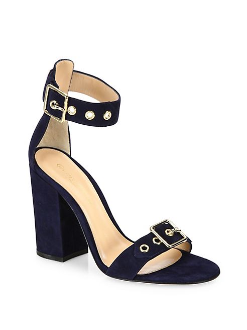 Gianvito Rossi - Hayes Buckle Suede Ankle-Strap Block-Heel Sandals