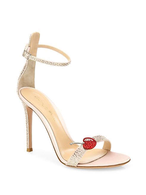 Gianvito Rossi - Cherry Portofino Crystal Ankle-Strap Sandals