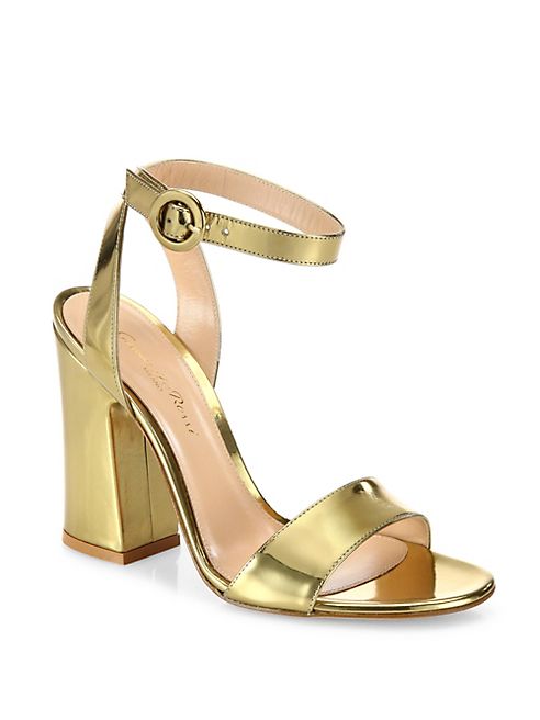 Gianvito Rossi - Tandi Metallic Leather Ankle-Strap Block-Heel Sandals