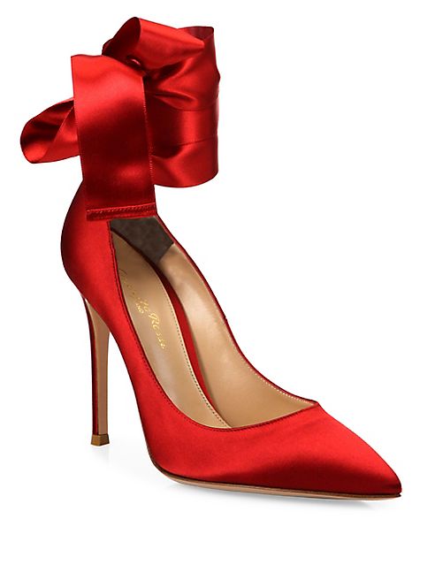 Gianvito Rossi - Gala Satin Ankle-Wrap Point Toe Pumps