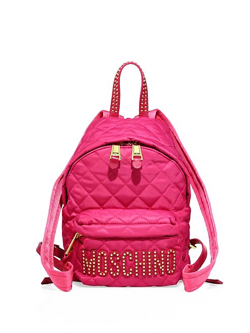 Moschino - Studded Logo Patch Quilted Backpack