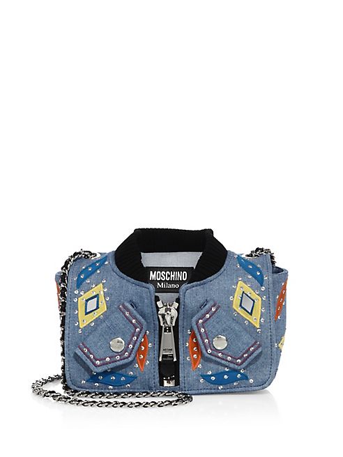 Moschino - Embroidered Denim Jacket Shoulder Bag