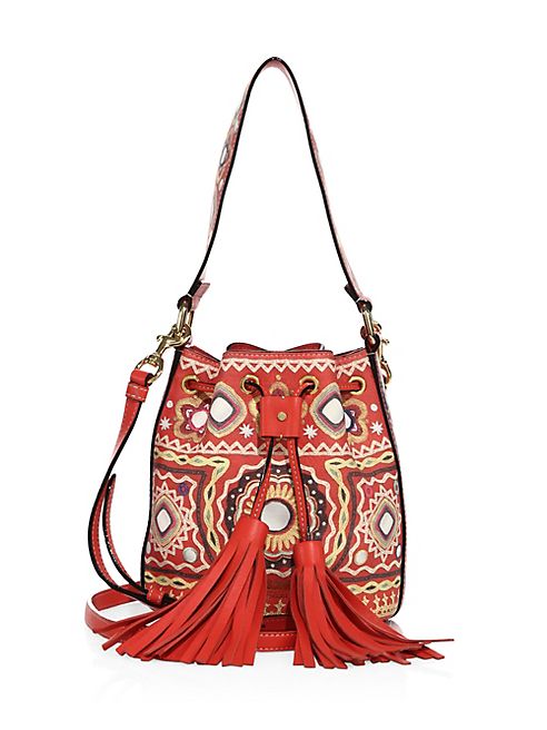 Moschino - Circle-Print Leather Bucket Bag