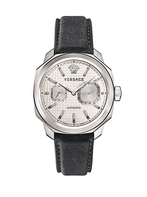 Versace - Dylos Automatic Limited Edition Stainless Steel &   Leather Strap Watch