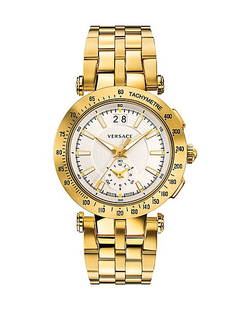 Versace - V-Race Sport Goldtone Stainless Steel Five-Link Bracelet Watch