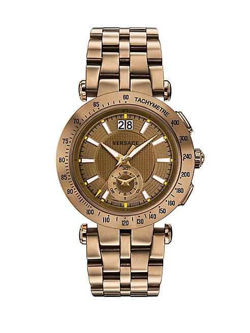 Versace - V-Race Sport Bronze-Tone Stainless Steel Bracelet Chronograph Watch