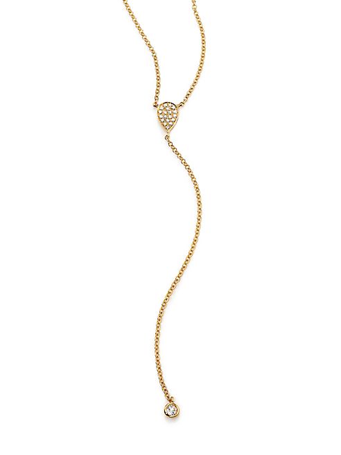 EF Collection - Teardrop  Diamond & 14K Yellow Gold Teardrop Lariat Necklace