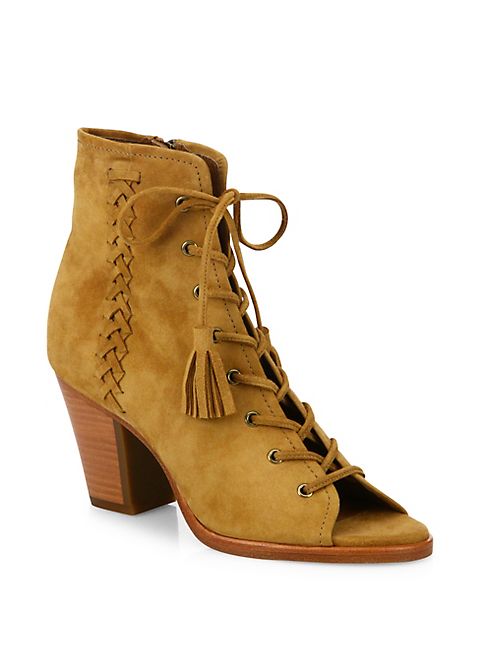 Frye - Dani Whipstitch Suede Lace-Up Booties