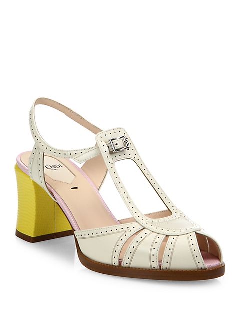 Fendi - Chameleon Leather T-Strap Sandals