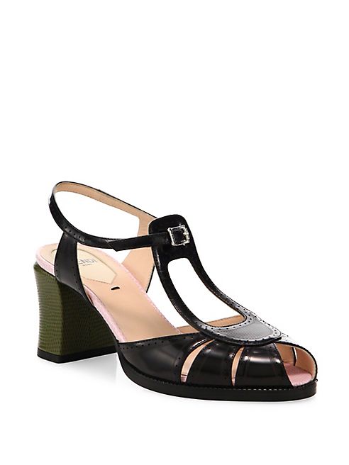 Fendi - Chameleon Leather T-Strap Sandals