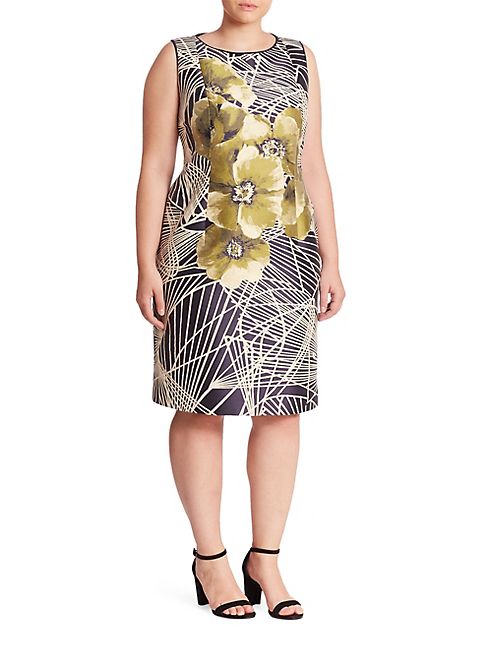 Lafayette 148 New York, Plus Size - Faith Spiral Rose Jacquard Dress