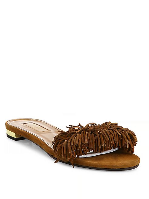 Aquazzura - Wild Thing Fringed Suede Slides