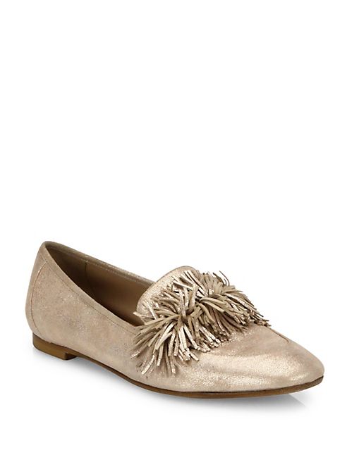 Aquazzura - Wild Shimmer Suede Loafer Flats