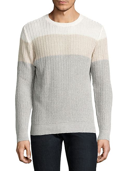 Eleventy - Colorblock Cotton & Linen Rib-Knit Sweater