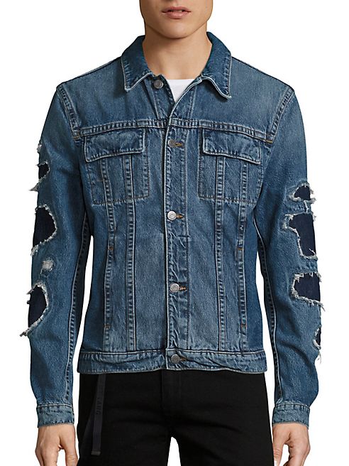 Helmut Lang - Distressed Denim Cropped Jacket