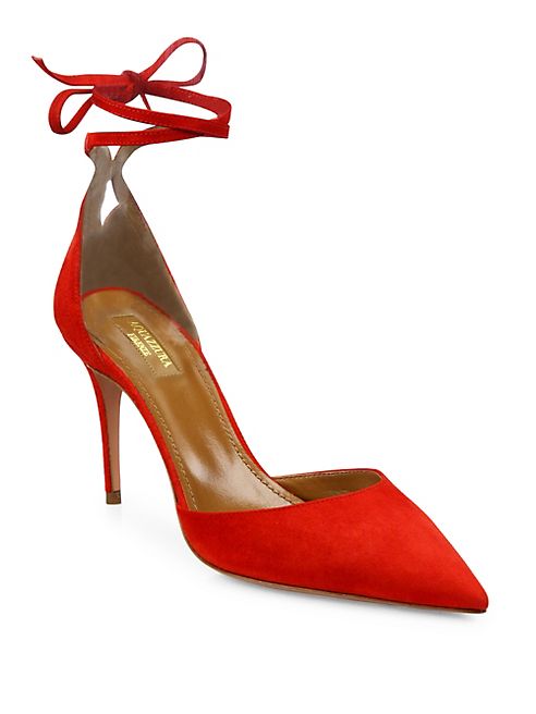 Aquazzura - Heart Breaker Suede Ankle-Wrap Pumps