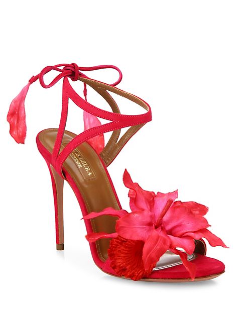 Aquazzura - Flora Suede Back-Tie Sandals