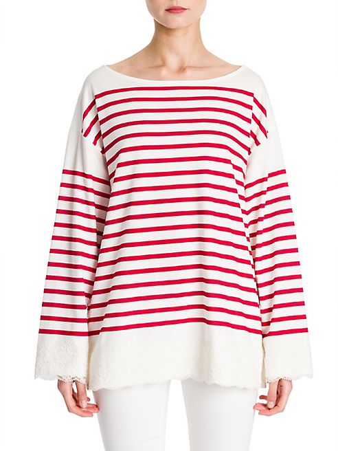 Dolce & Gabbana - Striped Jersey Lace Hem Top