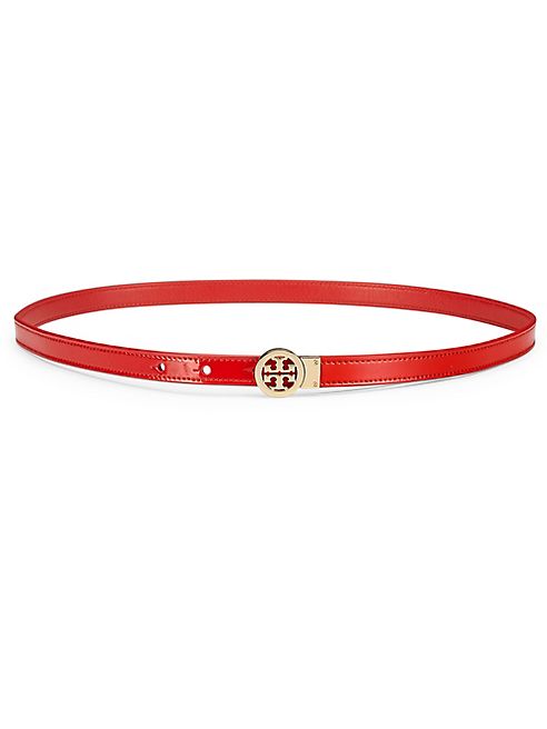 Tory Burch - Rotating Patent Leather Logo Belt