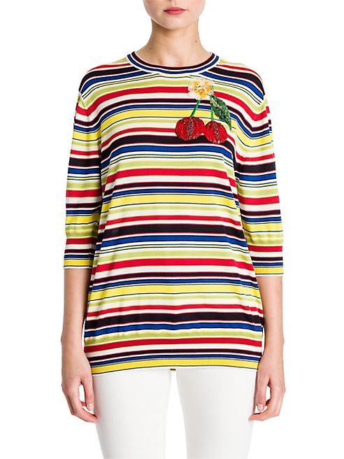 Dolce & Gabbana - Embellished Striped Knit