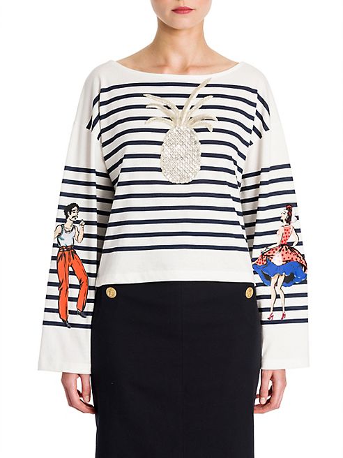 Dolce & Gabbana - Striped Jersey Embellished Top