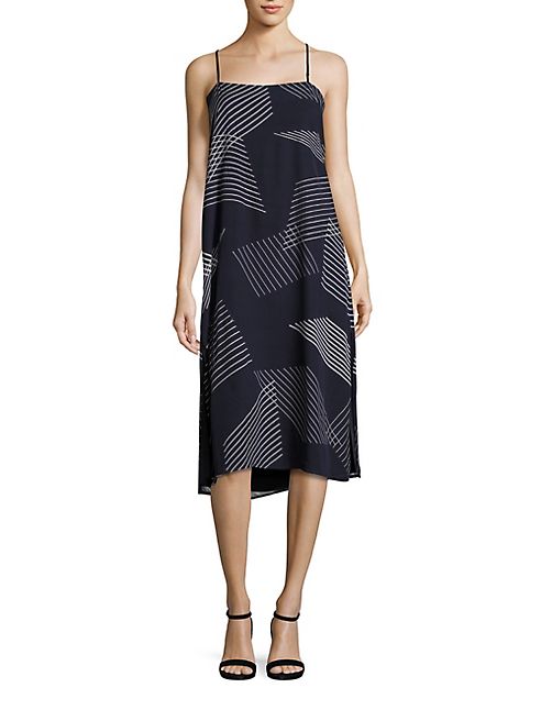 DKNY - Embroidered Striped Dress