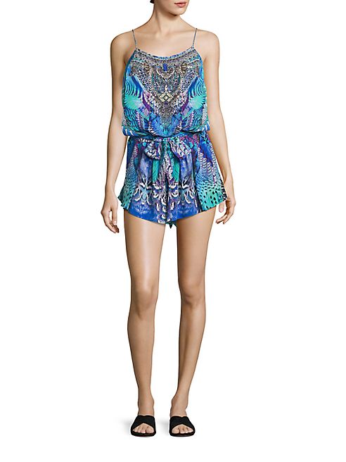 Camilla - Silk Embellished Blouson Romper