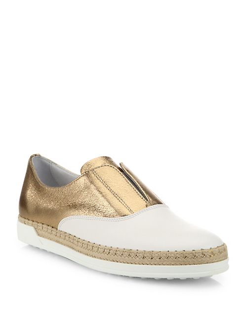 Tod's - Leather Espadrille Slip-On Sneakers