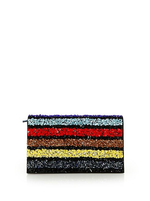 Alice + Olivia - Multi-Stripe Sequin Clutch