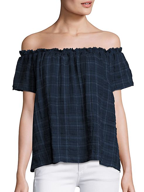 Generation Love - Gina Plaid Off-The-Shoulder Top