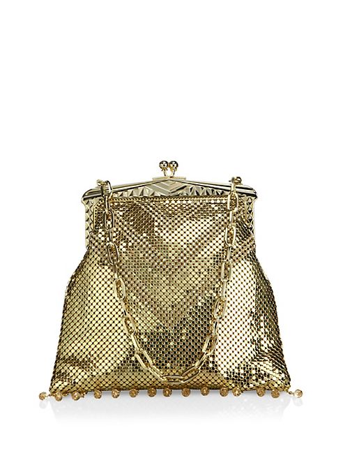 Whiting & Davis - Limited Edition Deco Crystal & Mesh Fringe Clutch