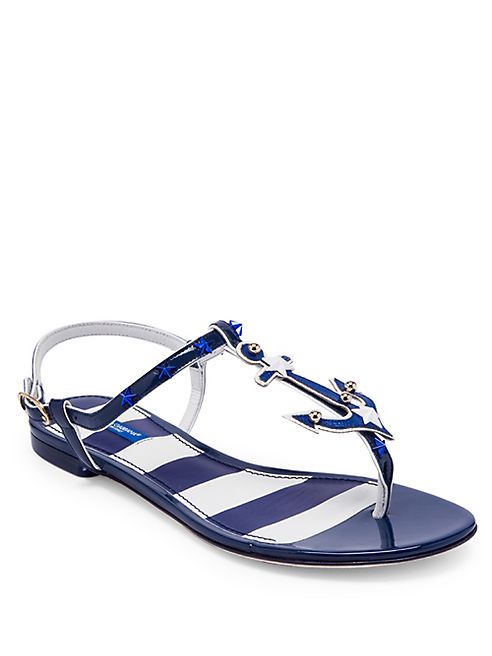 Dolce & Gabbana - Anchor Leather Thong Sandals