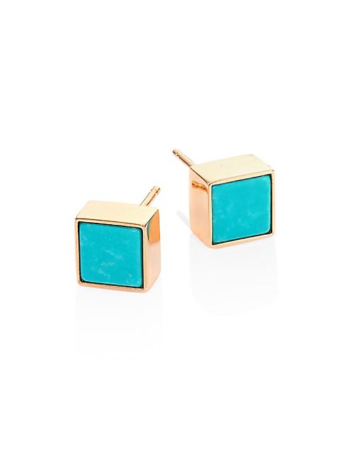 GINETTE NY - Ever Turquoise & 14K Rose Gold Stud Earrings