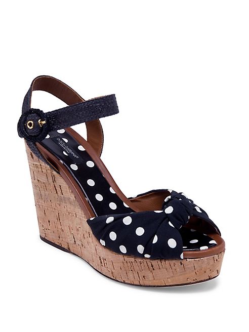 Dolce & Gabbana - Polka Dot Cork Wedge Sandals