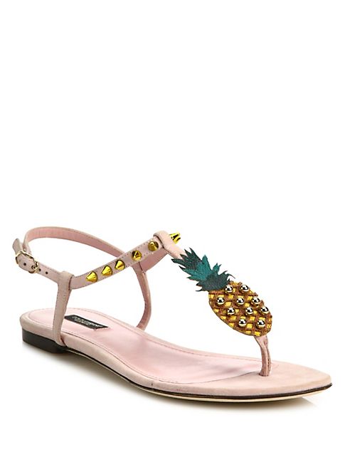 Dolce & Gabbana - Pineapple Suede Thong Sandals