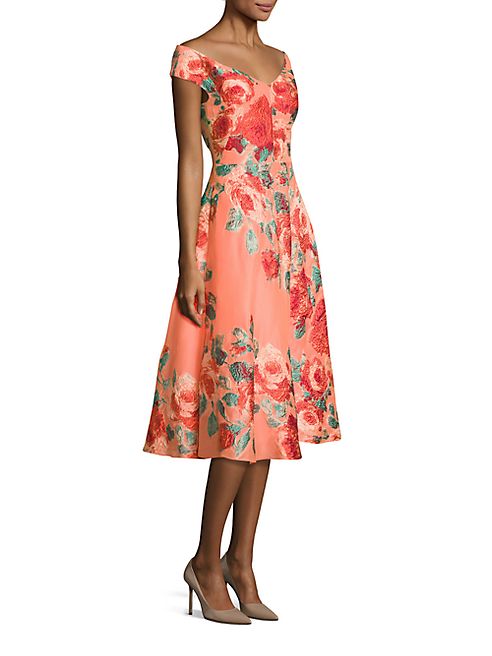 Lela Rose - Floral V-Neck Dress