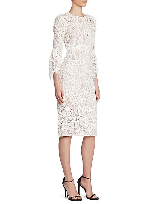 Lela Rose - Lace Flounce Sleeve Dress