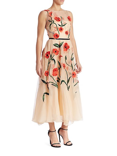 Lela Rose - Floral Embroidered Dress