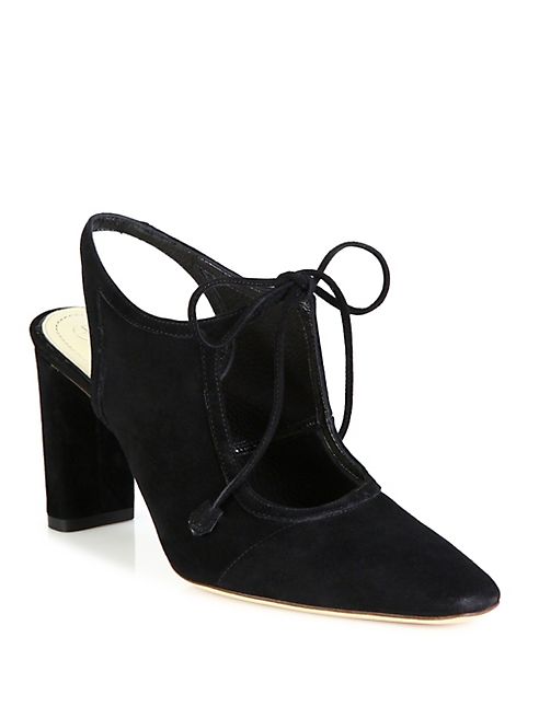 The Row - Camil Suede Ankle-Tie Slingbacks