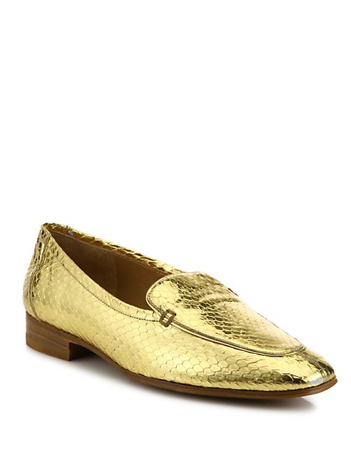 The Row - Adam Metallic Snakeskin Loafers