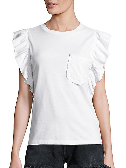 MSGM - Ruffled Cap Sleeve T-Shirt