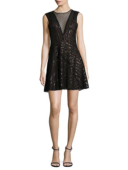 BCBGMAXAZRIA - Aniya Sequined Tulle Dress