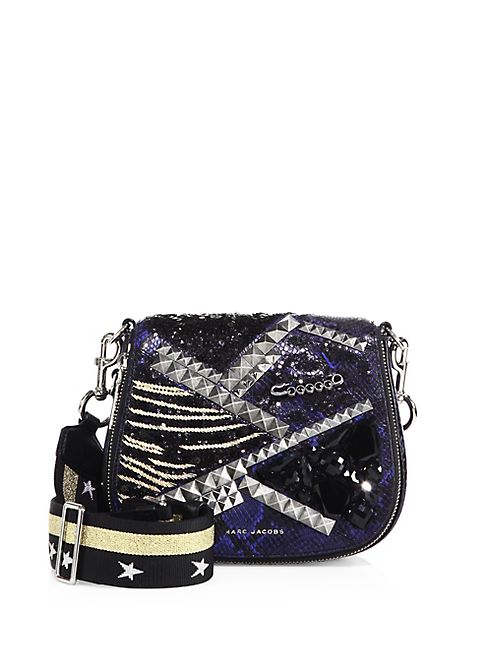 Marc Jacobs - Studded Snake-Embossed Leather Saddle Bag