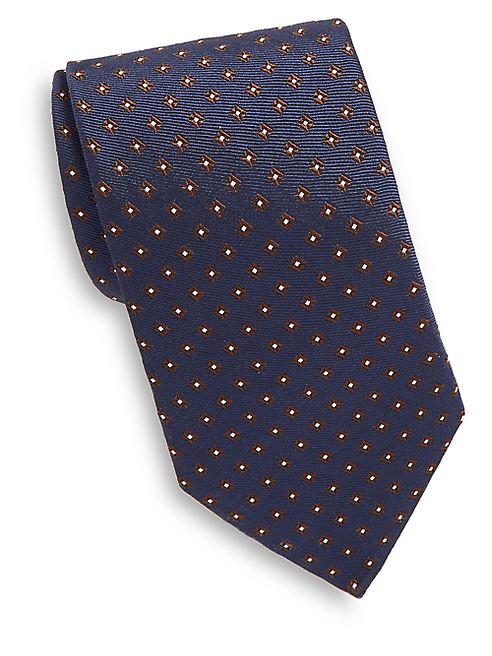 Corneliani - Embroidered Geometric Silk Tie